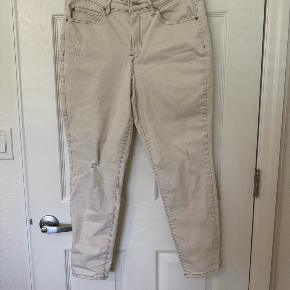 Nicole Miller Soho High Rise Ankle Skinny Jeans Women's Light Tan. Size 10